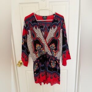 Angie Red and Blue Patterned Romper